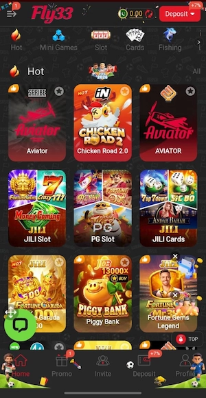 FLY33 Game Main page