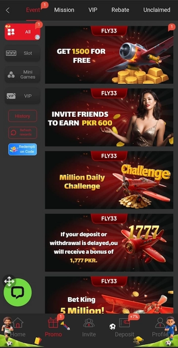 FLY33 Game bonuses