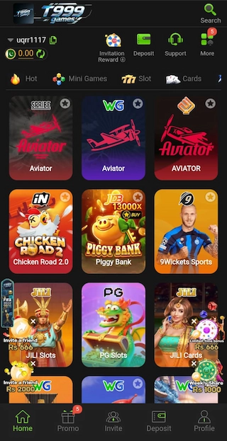 T999 Game Main page